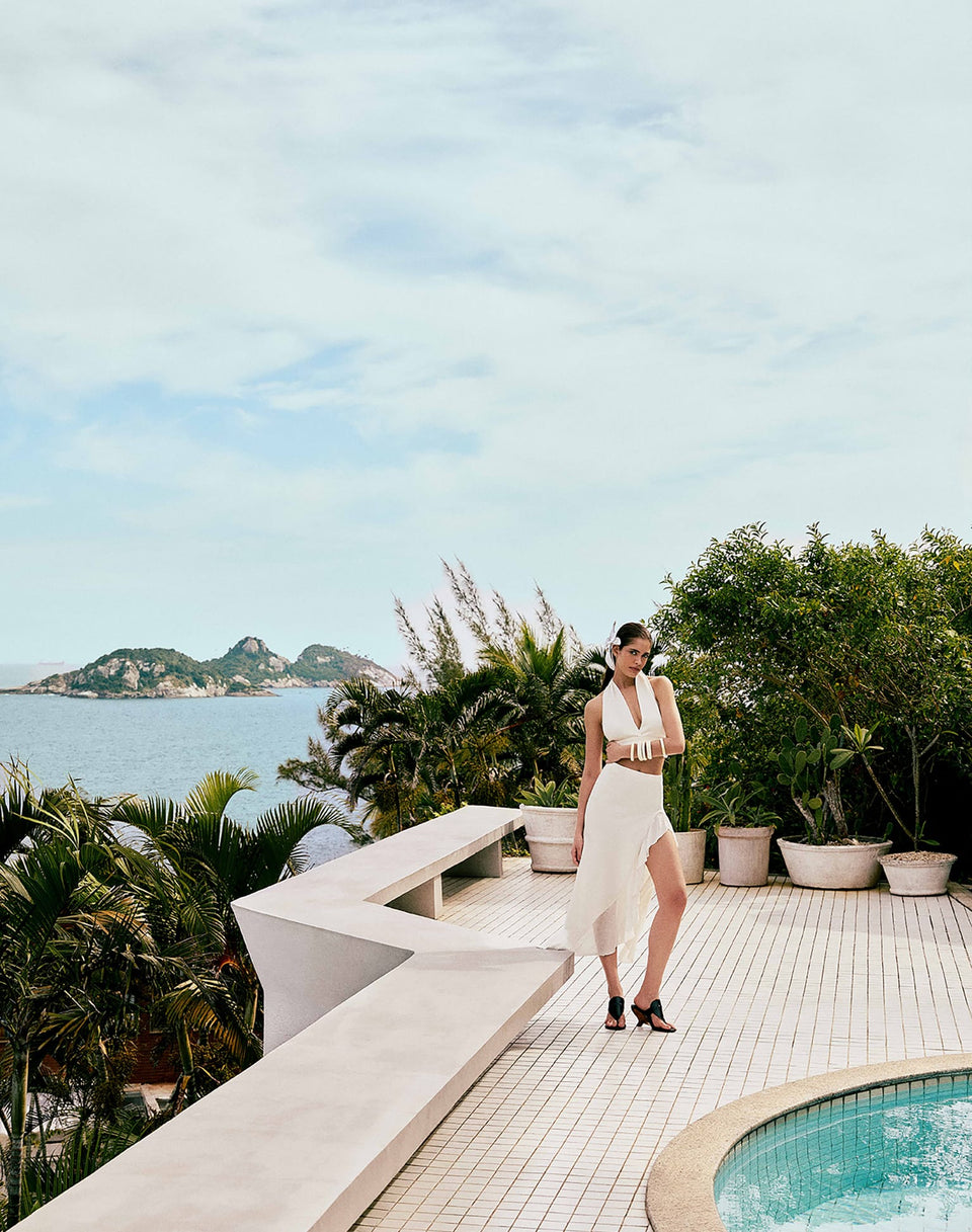 Knit Luna Halter Top - Off White