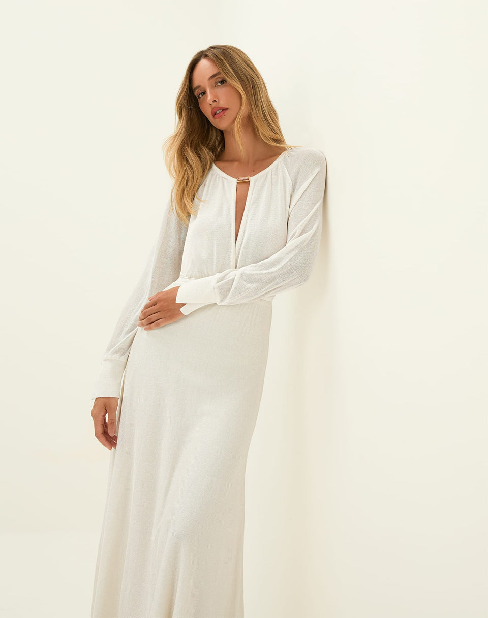 Knit Olivia Long Dress - Off White XS