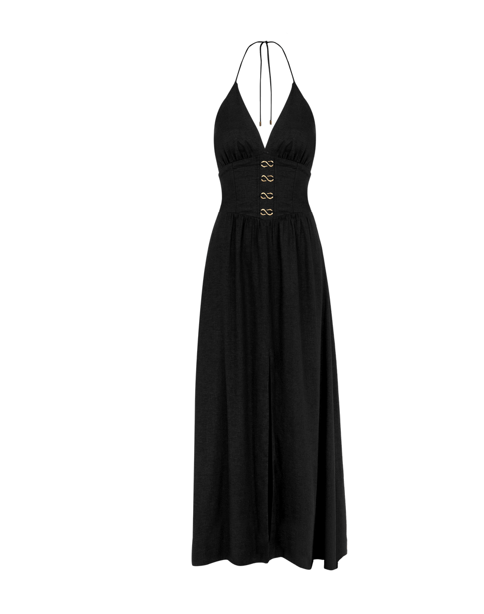 Safira Midi Dress - Black XS