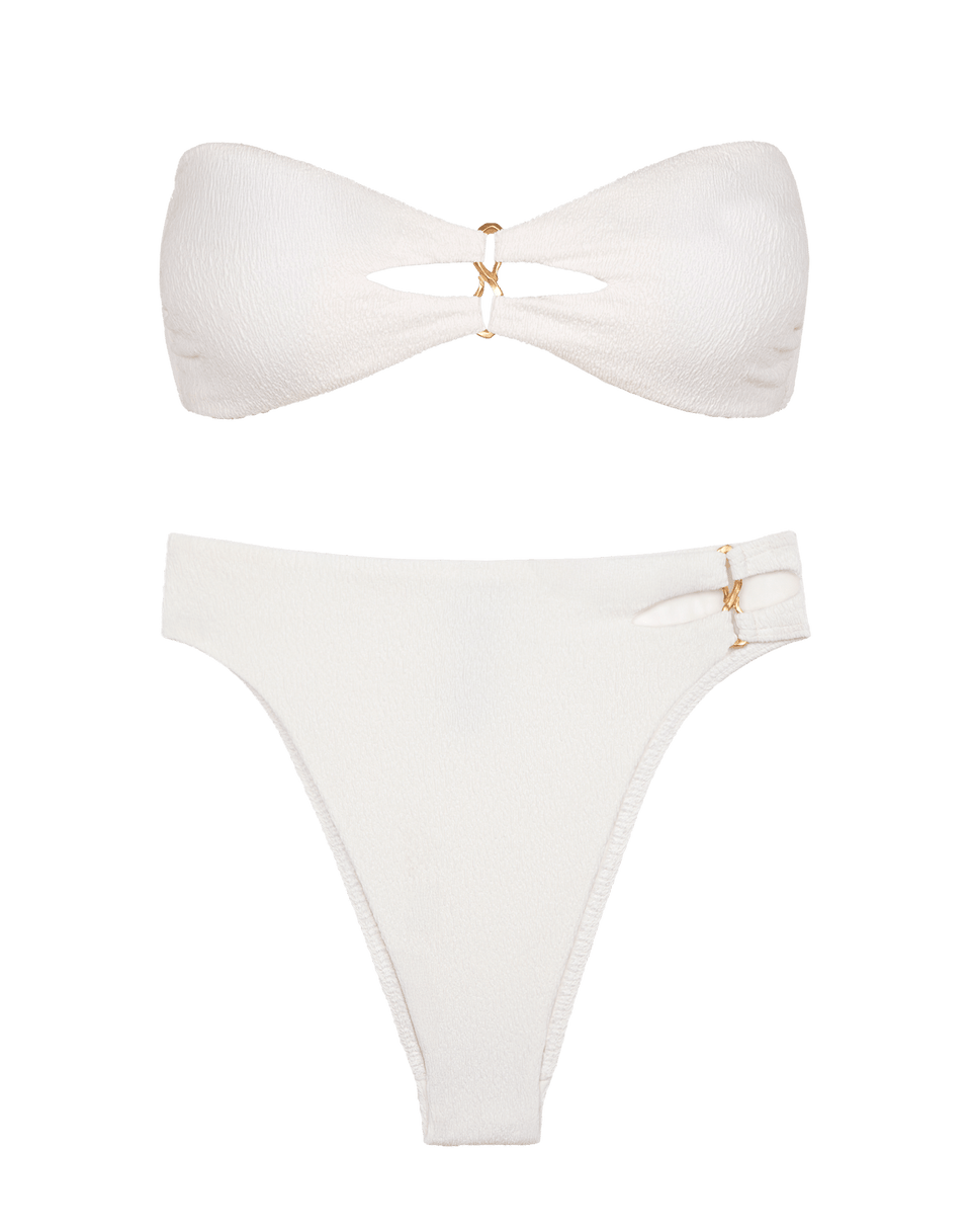 Firenze Solaro Hot Pant Bottom - White Brazilian / XS